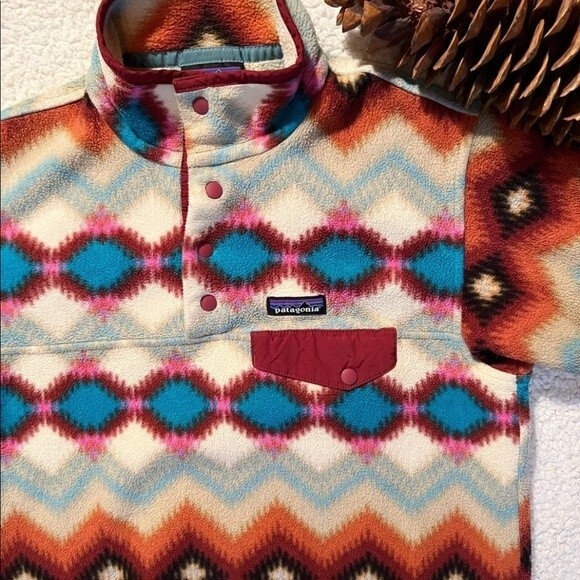 Patagonia Synchilla Snap T Fleece Aztec Timber Twist: Cinder Red Women’s xsmall - Picture 4 of 7